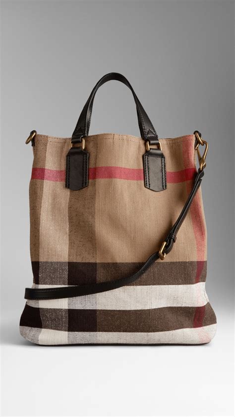 burberry canvas tote black|burberry medium canvas check tote.